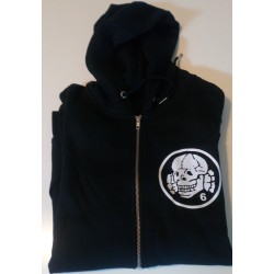 Hoodie with Zipper - Black with White Totenkopf6